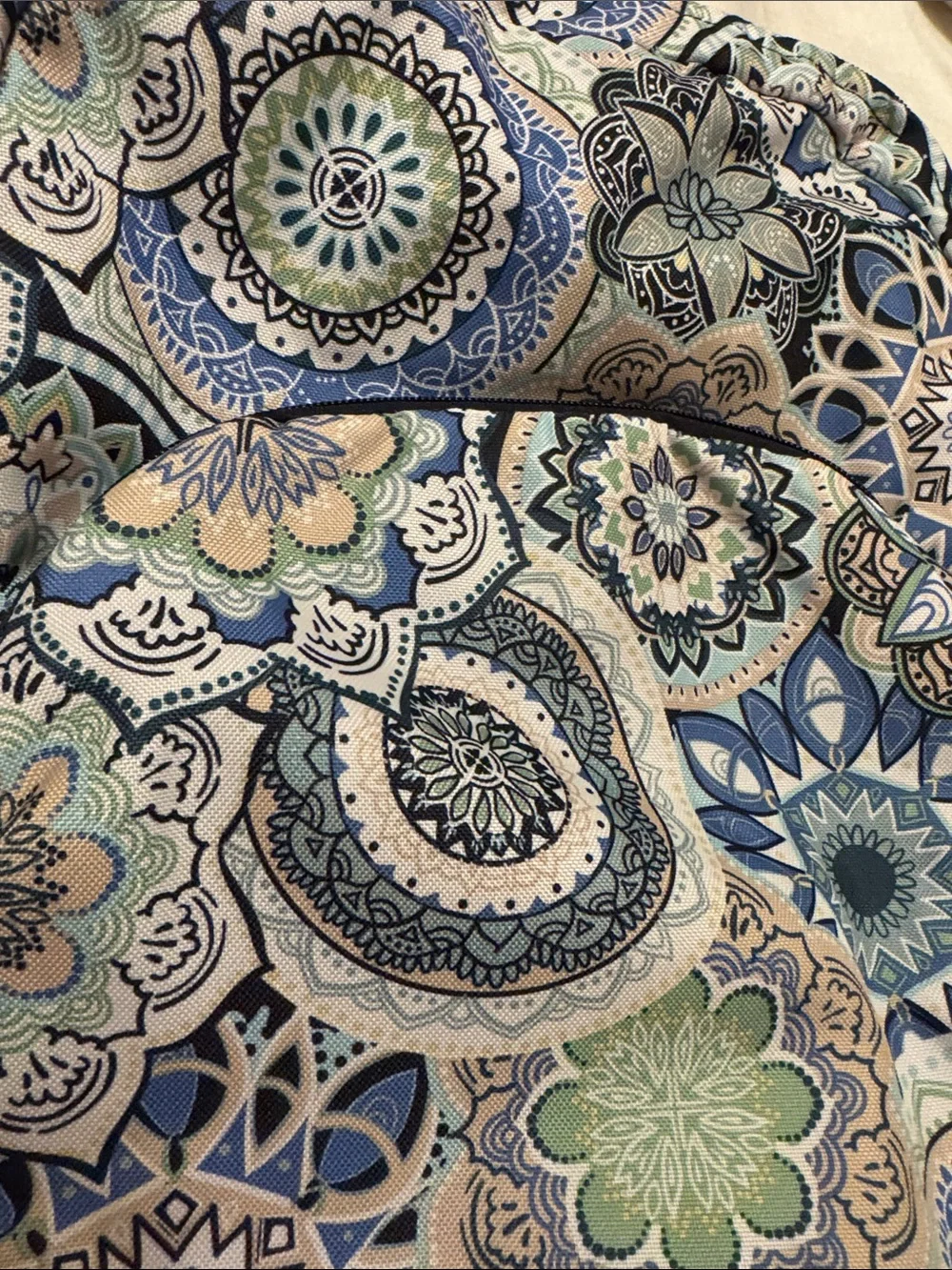 Vera Bradley Blue, Green and Cream Mosaic Floral Backpack